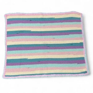 Handmade‎ Pastel Striped Crochet Rug/Blanket – Soft & Cozy